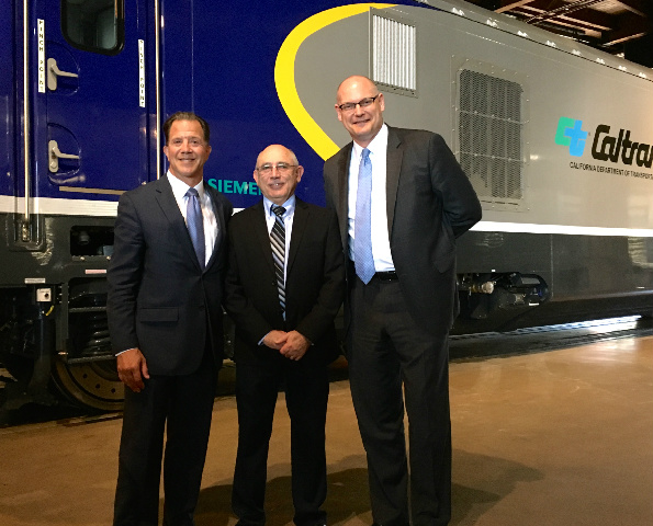 From left: David Kutrosky, CCJPA; Dave Ward, Siemens; and Brian Kelly, CalSTA