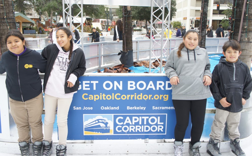 Ice skating students