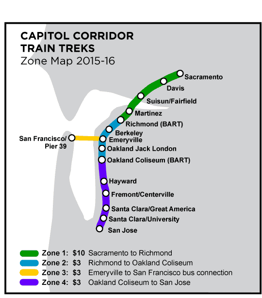 Train Treks Fare Zone Map