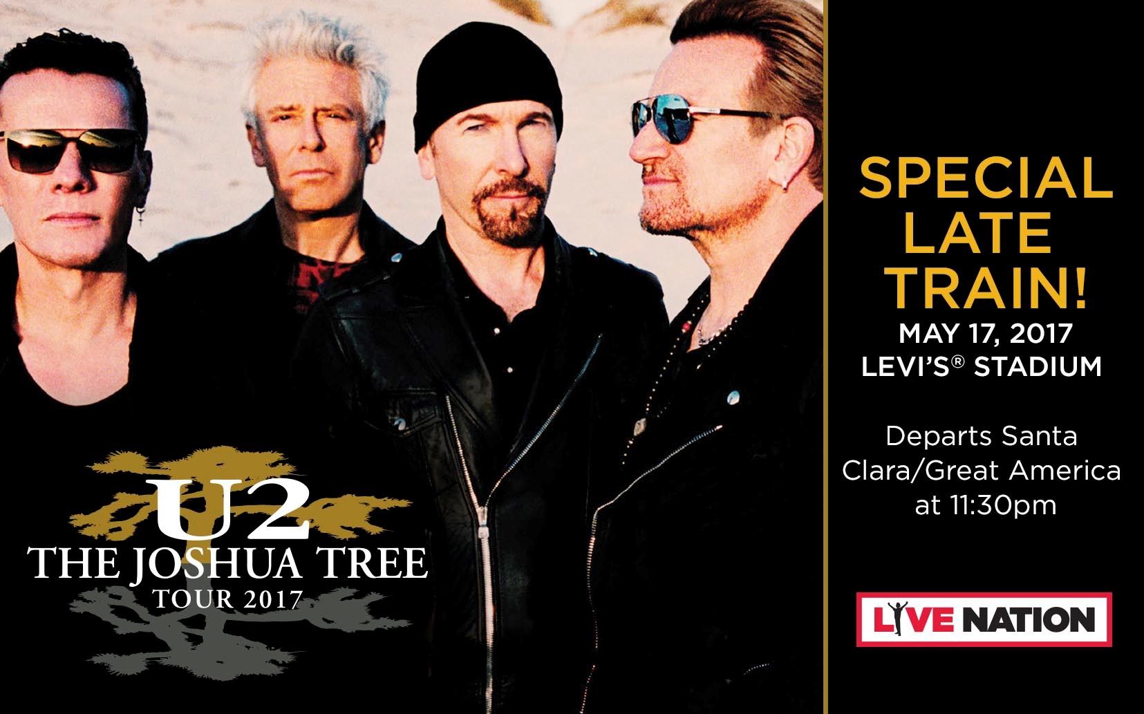 Special Late-Night Train for May 17 U2 Concert at Levi's® Stadium; Train  550 Rescheduled to Run 2 Hours Later - Capitol Corridor